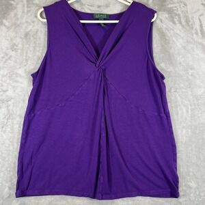LAUREN RALPH LAUREN Twist Tank Top Purple Sleeveless Rayon Plus 2X